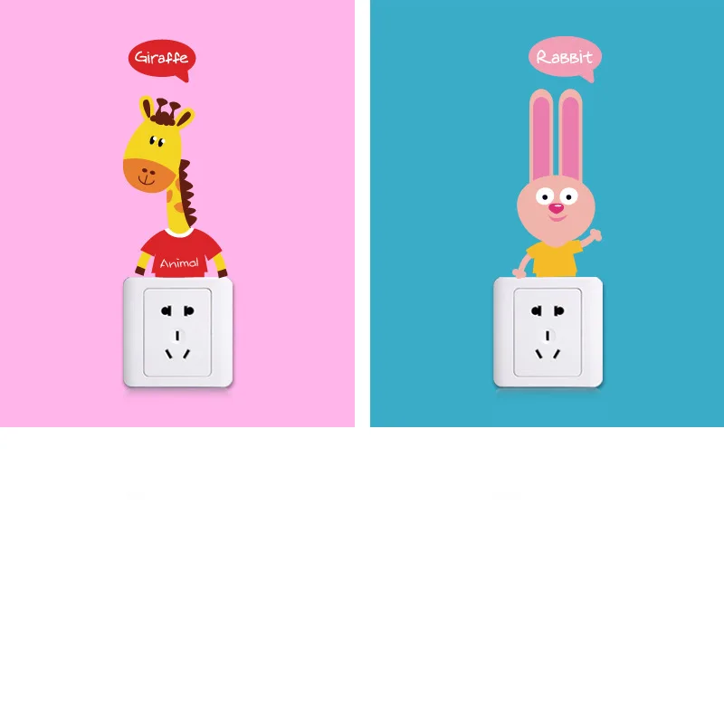 Cartoon Lovely All Kinds of Small Animals Switch Sticker Wall Decoration Decals Living Room Socket Home Decor Combination Mural