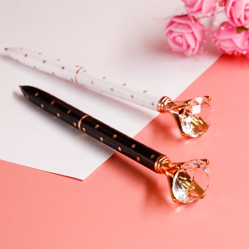 1PCS Ballpoint Pen Big Gem Metal Ball Pen With Large Diamond Blue And Black Magical Pen Fashion School Office Supplies