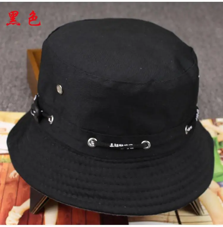 2019 Adjustable Cord Buckle Cotton Bucket Hat Fisherman Hat Outdoor Travel Hat Sun Cap Hats for Men and Women 249