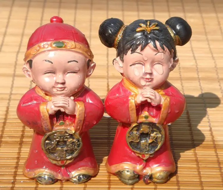 Allochroic Mascot, A Doomed-couple, Good Gift for wedding or for boy/girl friends,,Jin ton Yu Nu, tea pet, S01, Free Shipping