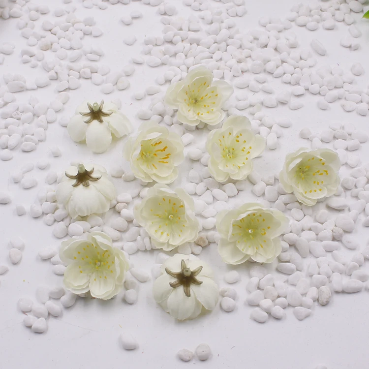 Mini cherry plum blossom artificial flower head Silk flowers Peach blossom DIY living room Decor Wedding Decoration 10pcs/bag