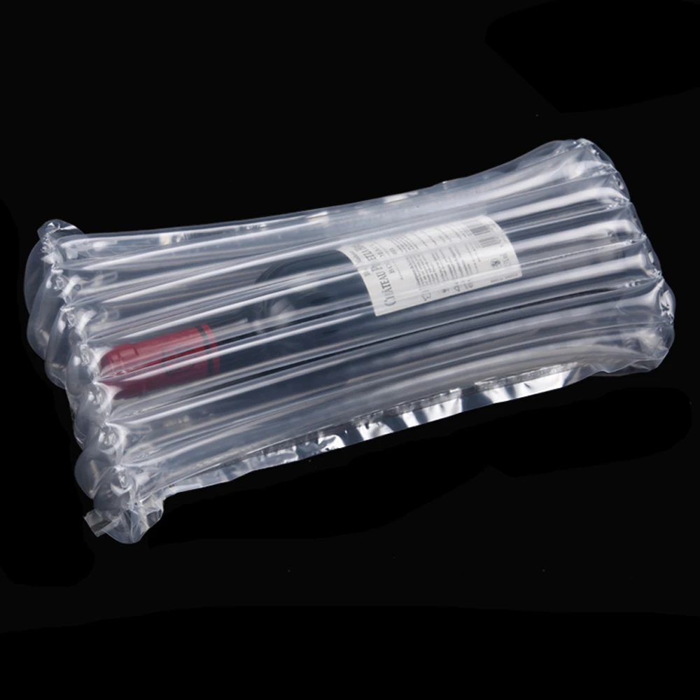 DHL 200Pcs/ Lot 7 Columns 9*32cm Plastic Air Column Bag For Red Wine Storage Shock Proof Transparent Cushion Packing Pouches