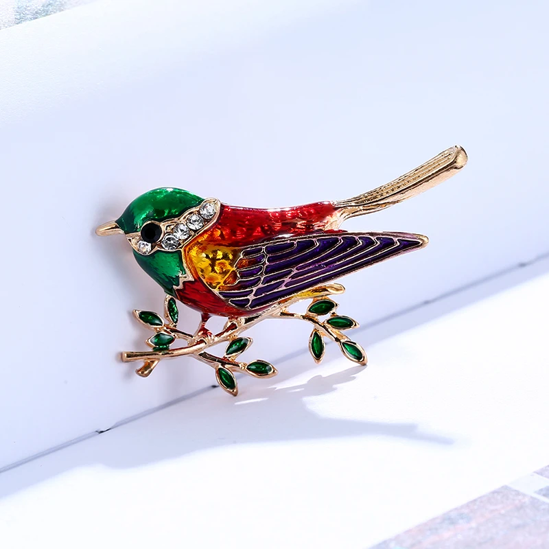 Stylish Cute Little Sparrow With Crystal Brooch Gold Color Metal Scarf Pins Women Kids Suit Clothes Accessories Jewelry image 2