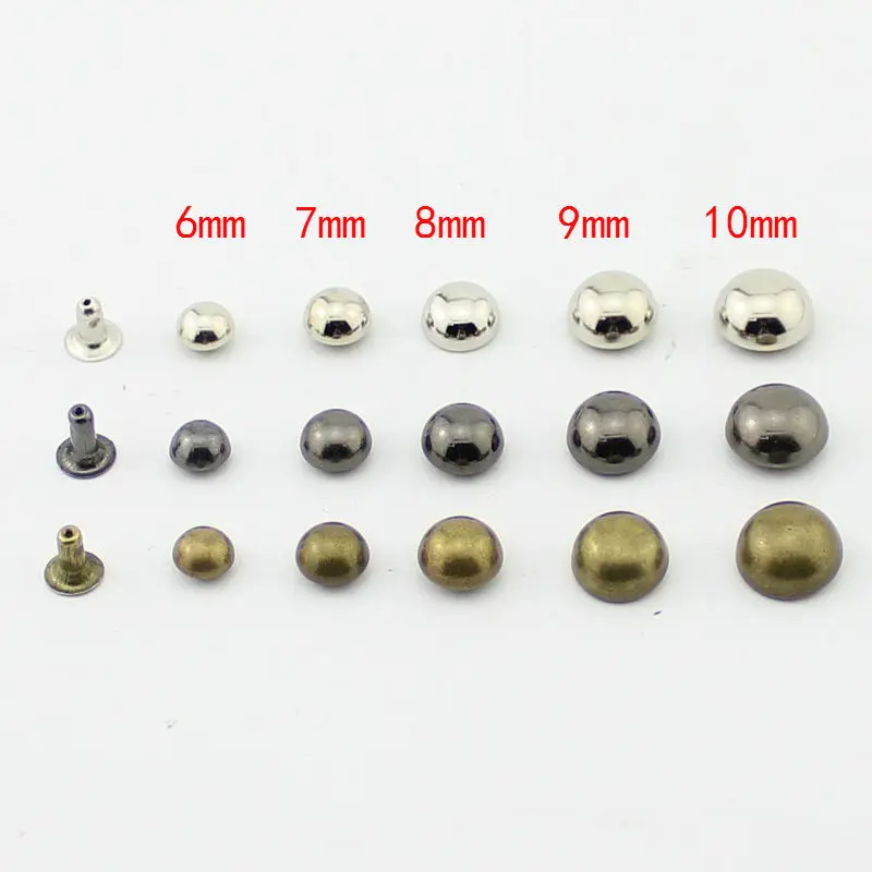 1000sets 5-10mm Round Silver Studs And Spikes For Clothes High Quality Mushroom Nail Punk Rock Rivets For Leather With One Mould