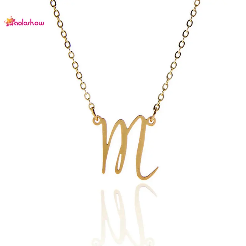 Small Charm 26 Letters Initials Necklace for Women Stainless Steel Collier Femme Letters Pendants Jewelry NL-2457