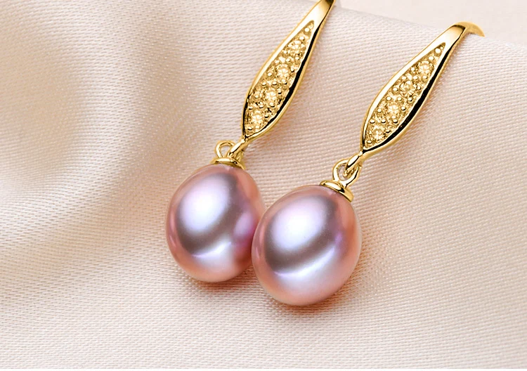 Echte Natürliche Süßwasserperlen-Ohrringe für Damen, Elegante 925 Sterling Silber Kultivierte Perlen-Tropfenohrringe, Geschenk zum Jahrestag für die Ehefrau – Detail 3