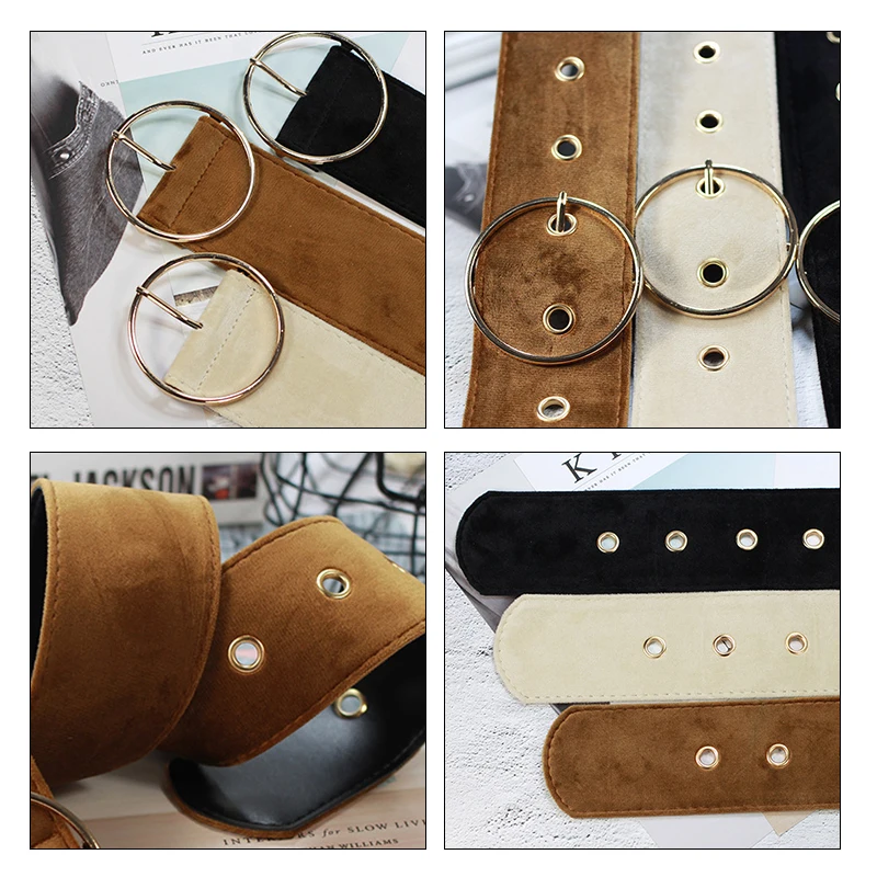Ceintures en velours pour femmes, marque de luxe, élégantes, Ultra larges, en peluche, accessoires pour robe, haute qualité, Style coréen, faciles à