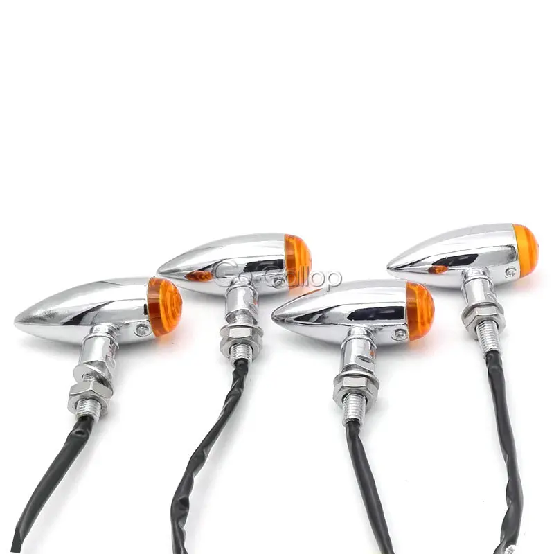 4X Motorcycle Chrome Turn Signals Amber Light For Honda Shadow Spirit VLX600 VT700 VT750 VT1100 VT1300 VTX 1300 C R S RETRO New