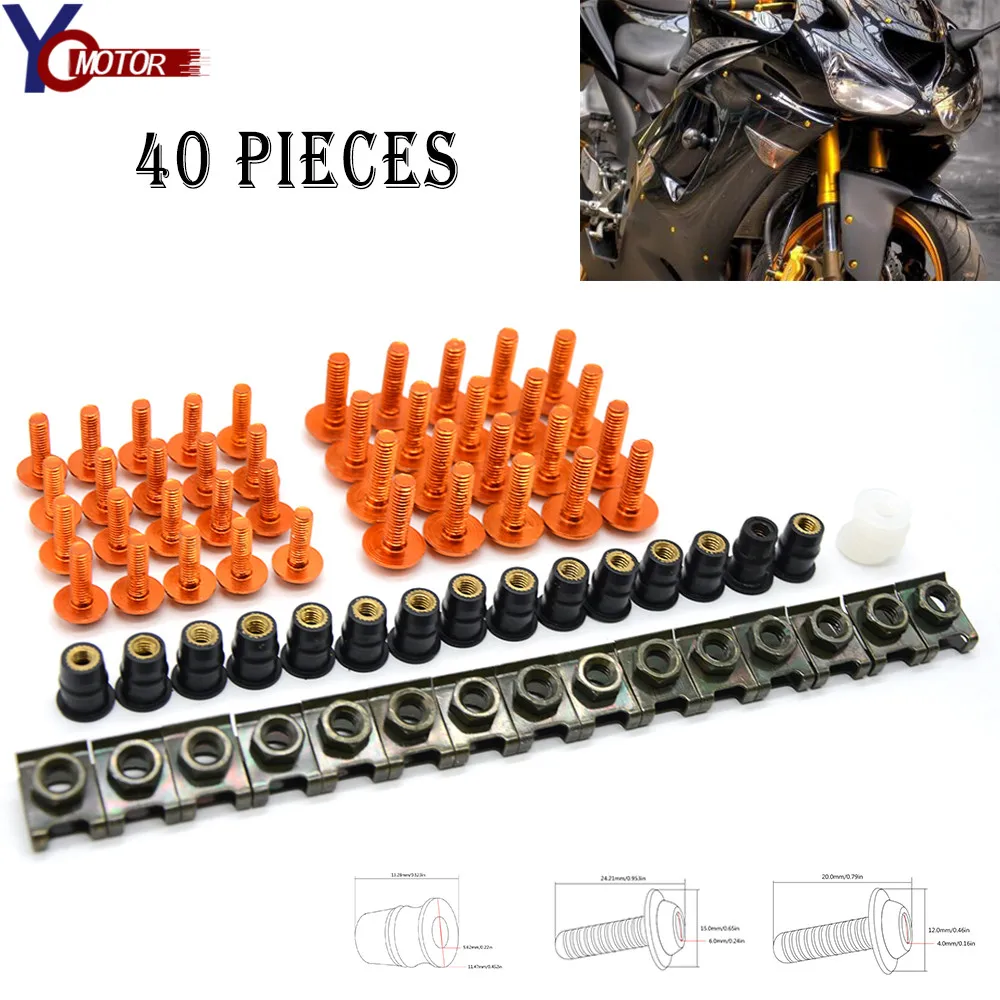 

FOR RC 125 200 390 Enduro Supermoto SMC Adventure 690 40PCS Motorcycle Windshields Fairing Bolts Windscreen Bolt CNC