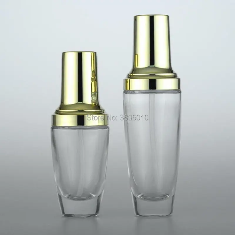 

50ml Essence Emulsion Bottle With Lotion Pump Black Glass Bottle With Gold Pressure Pump Emulsion Liquid Bottle F1022