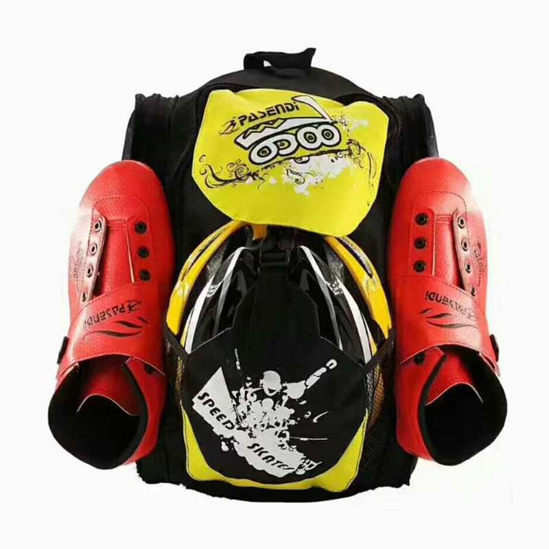 Inline Speed Skates Backpack Roller Skating Racing Skate Shoes Bag Helmet Holder Protective Knee Pads Bag Sports Carry Container