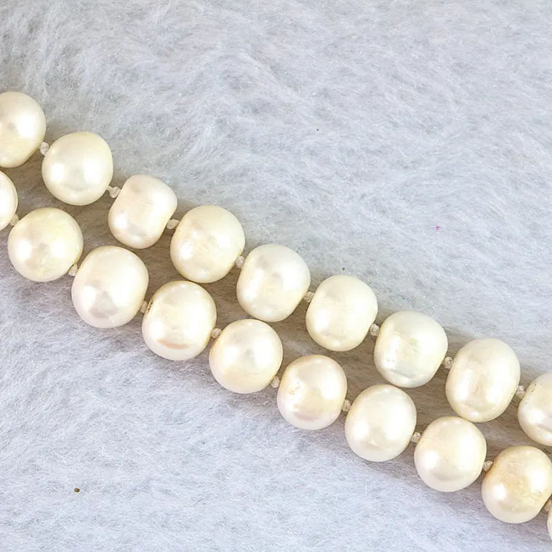 Natural White Freshwater Pearl Beads Necklace 7-8mm Round Pearls Beads Strand Chain Necklaces For Women Rope Jewelry 18inch B643