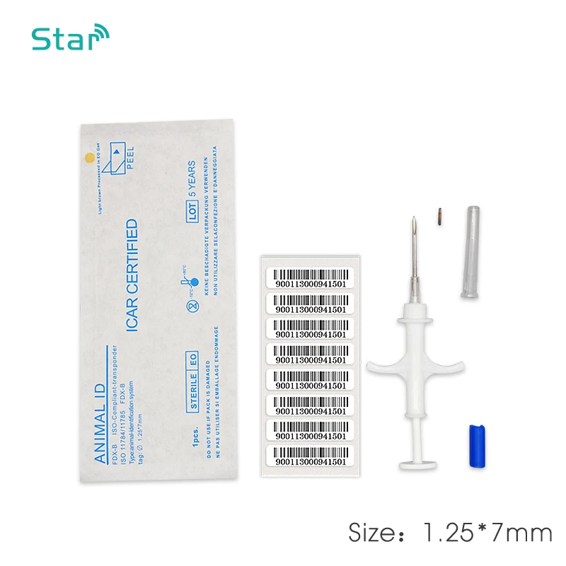 20pcs/lot RFID Pet chip syringe ISO11784 Mini size 1.25*7mm Animal Microchip Syringe fdx-b 134.2khz rfid glass capsule for pets