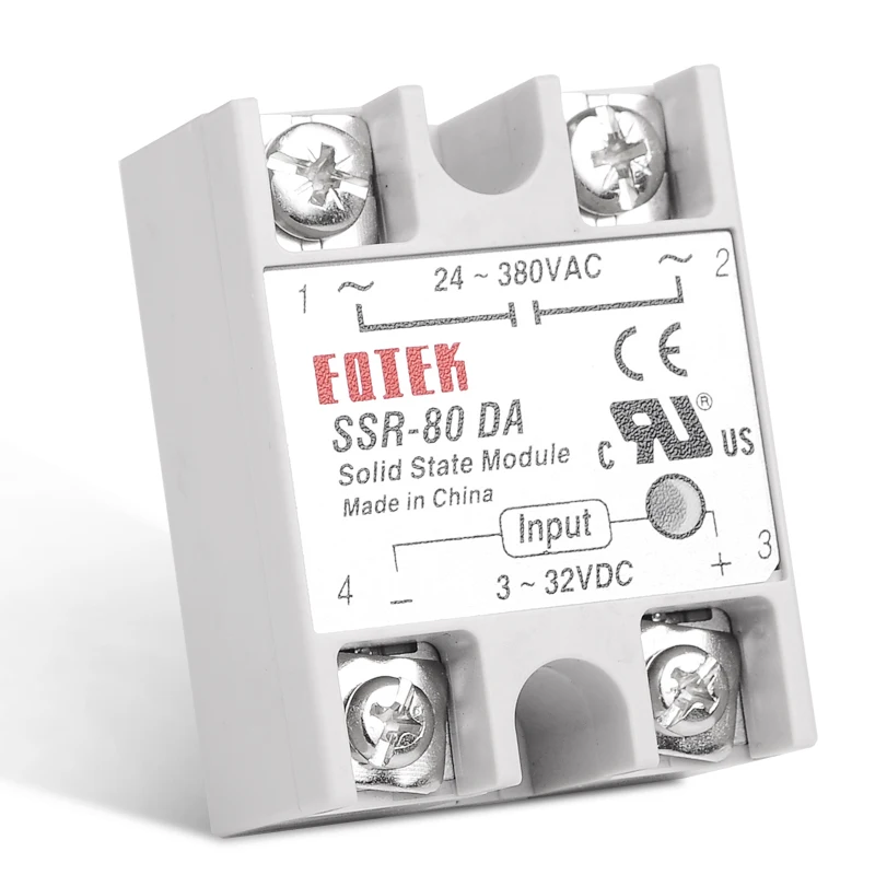 SSR-80DA Industrial Solid State Relay 80A 80DA SSR 80 DA Input Control Voltage 3-32V 12V DC and Output Load 24-380V 220V AC