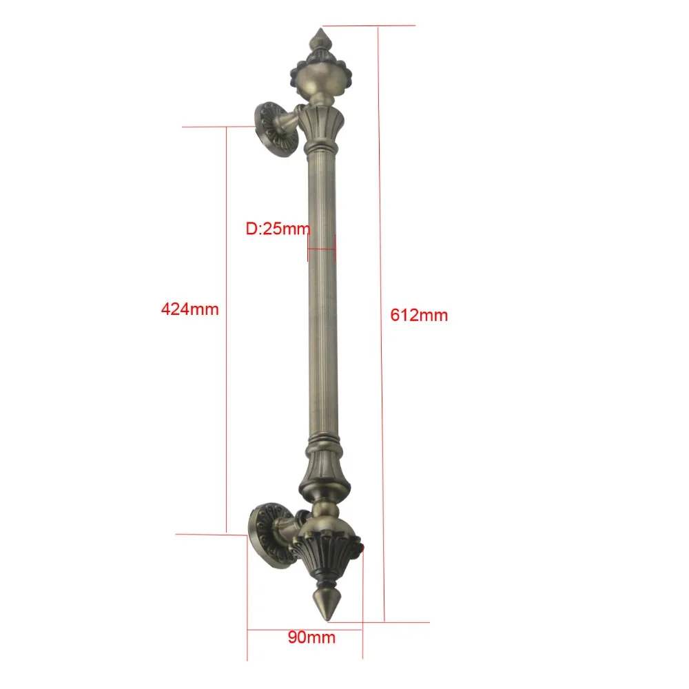 2pcs 424mm Hole Pitch Zinc Alloy Bronze Handles Pull for Shopping Mall Door Gate