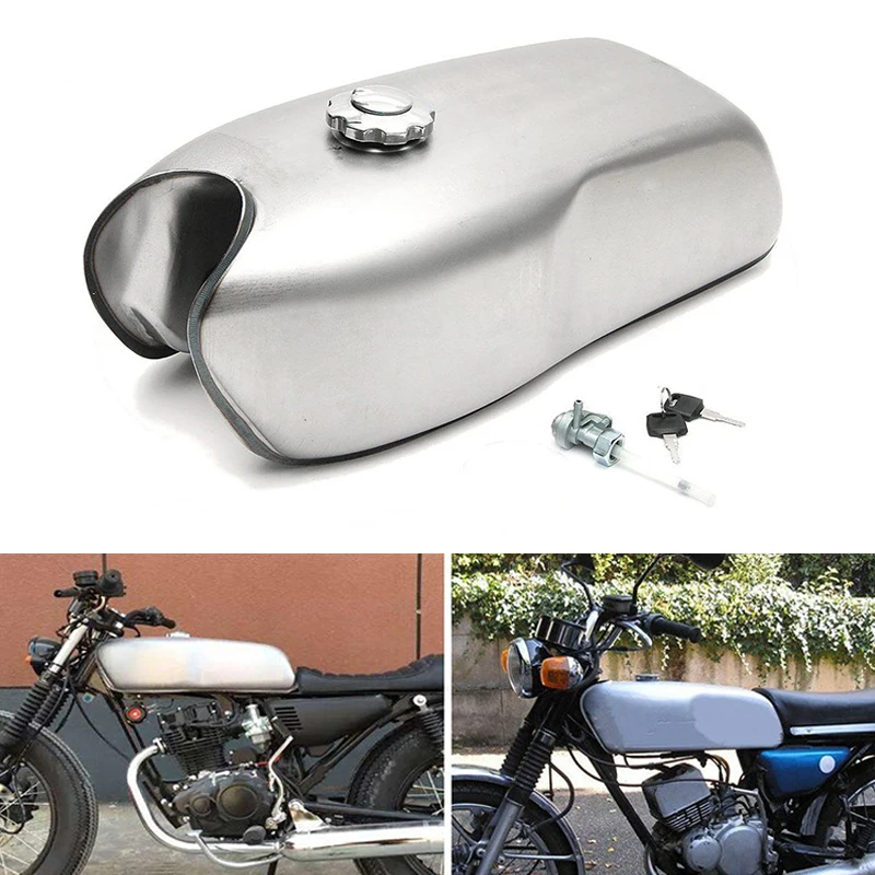 Topteng 9L/2.4 Gallon Gas Fuel Tank for Cafe Racer Custom for Honda FTR223 for Kawasaki 250TR Modification needed