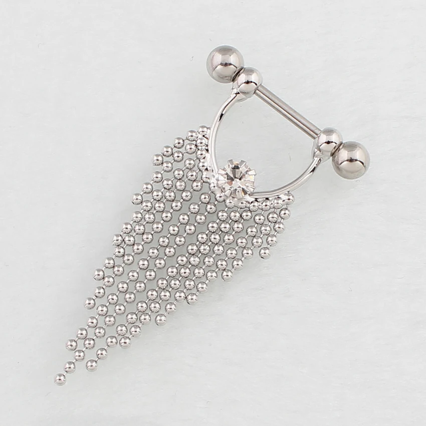 Retail 2 pieces/lot Tassel Nipple ring body Piercing jewelry 14G 316L surgical steel bar Nickel-free