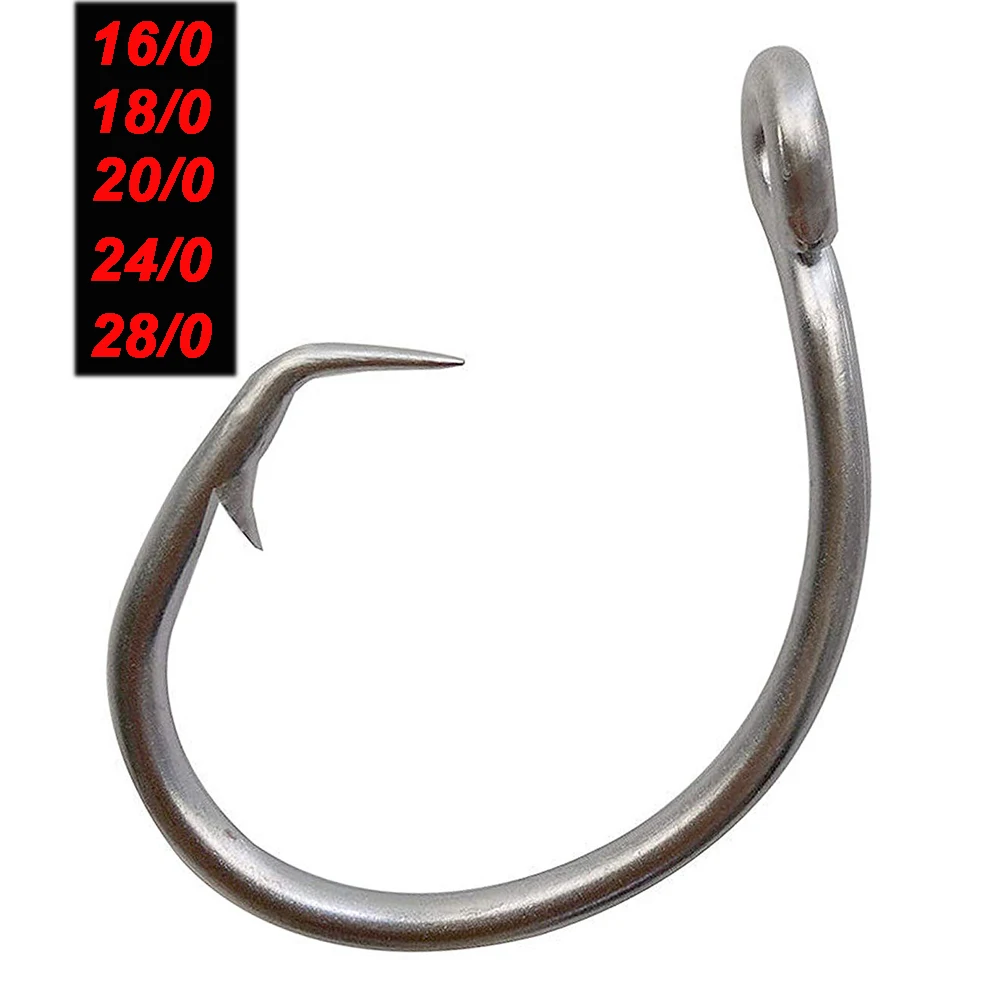 10Pcs Tuna Circle Fishing Hooks 39960 Stainless Steel Big Game Bait Hooks For Saltwater Fishing 16/0 18/0 20/0 24/0 28/0