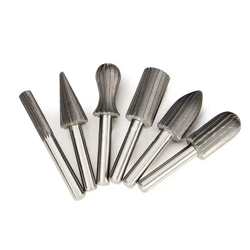 

6pcs Set Bearing Steel Burr Milling Cutter 6mm Shank Rotary Tools Electric Grinding Metal Graver Tool Accessories