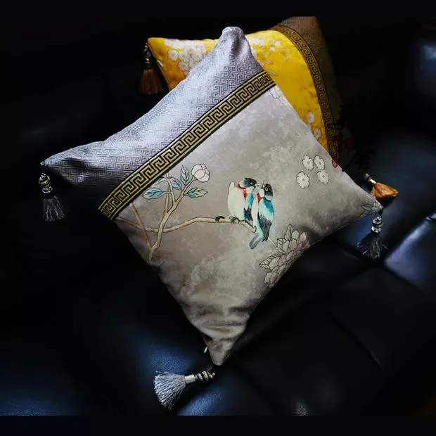 Freeshipping Cotton Traditional Embroidery Customized Pillow Case Wedding Room Sofa Chair Bedding Hotel Decorative Cushion Cover