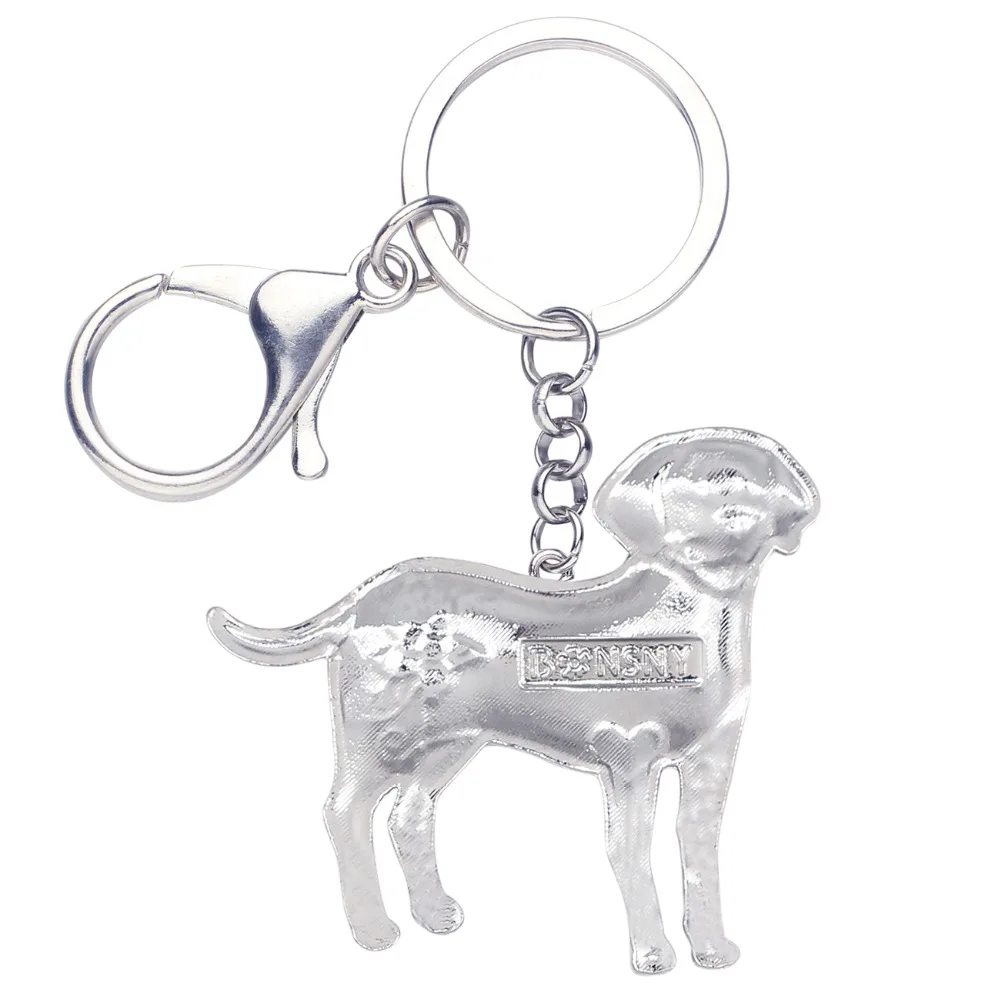 Bonsny Enamel Labrador Dog Key Chain Key Ring New Jewelry For Women Girls Bag Charm Pendant Car Key Holder Keychain Accessories