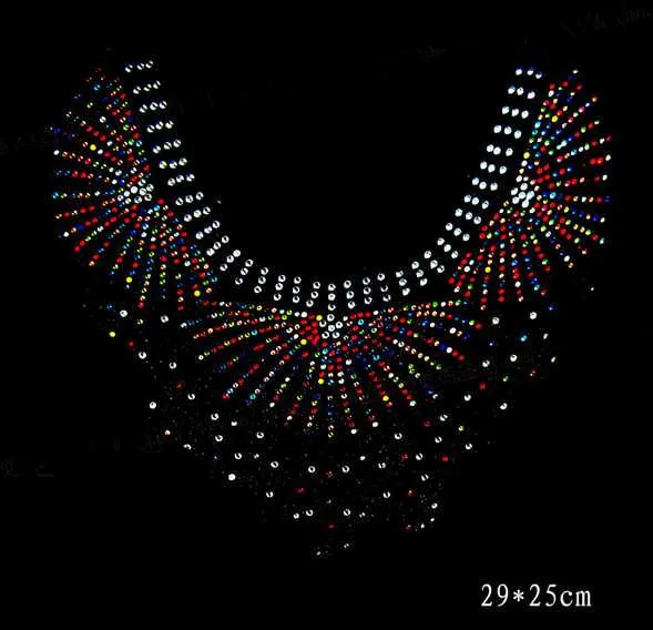 

2pcs/lot Sweat neckline hot fix rhinestone rhinestone iron on transfers designs strass iron patches sticker