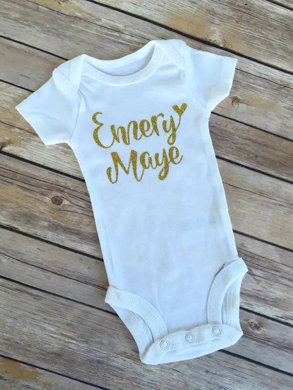 personalized  glitter name Monogrammed birthday baby bodysuit onepiece romper Outfit baby shower New Year party favors