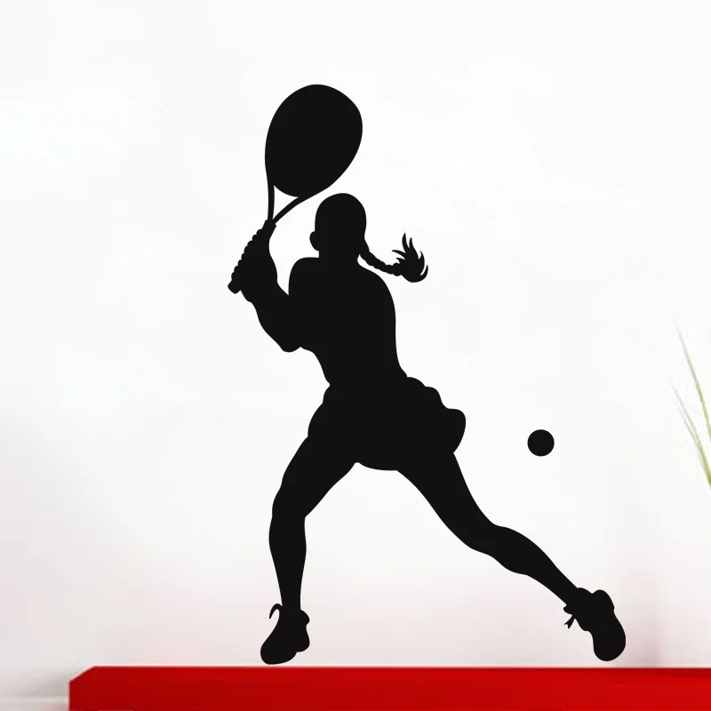 Fierce Female Tennis Player Wall Sticker  Sport Gym Mural Art Wall Sticker Living Room Bedroom Decoration Wall Decals H18