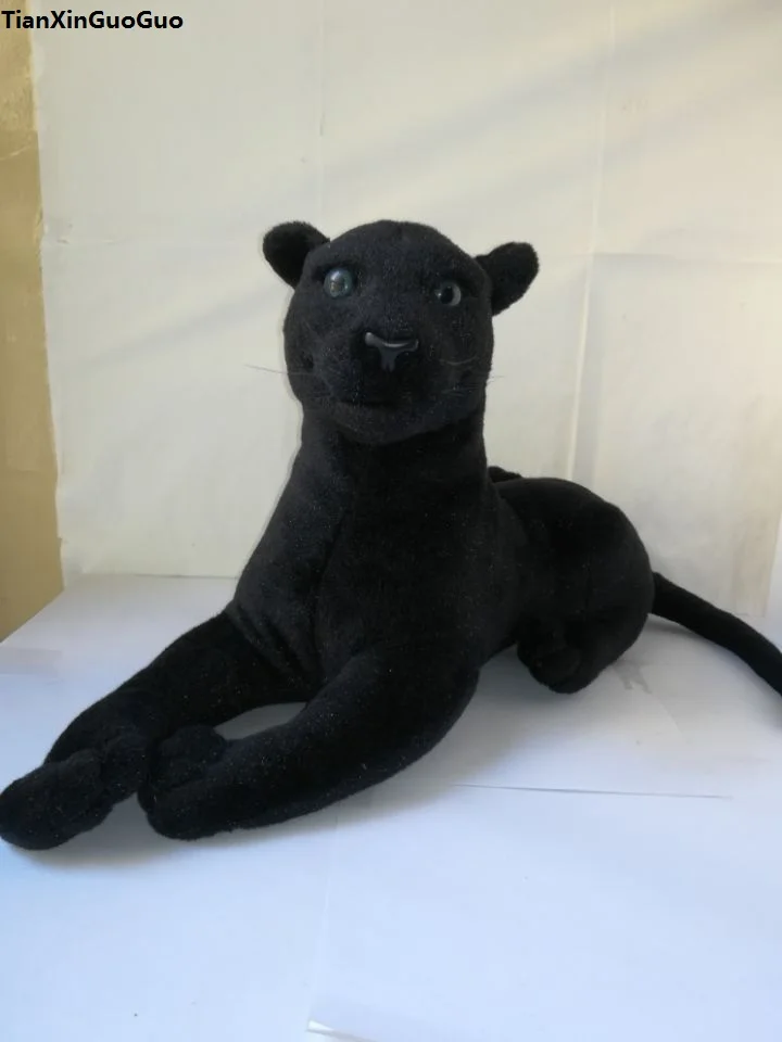 

simulation black panther plush toy about 45cm lying panther soft doll birthday gift s2039