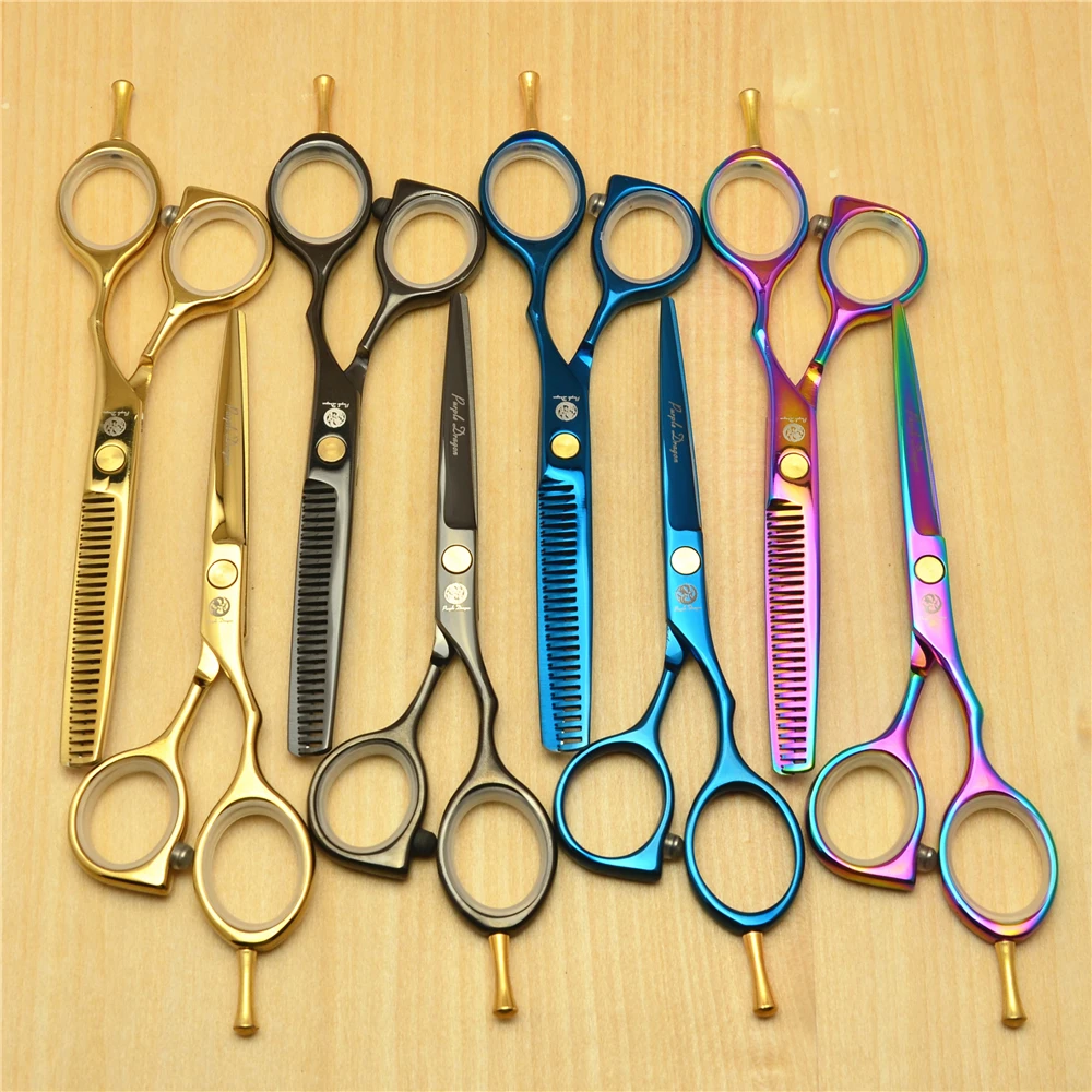 

1014Z 5.5'' 16cm Purple Dragon TOP GRADE Hairdressing Scissors 440C 62HRC Barbers Cutting Scissors Thinning Shears Hair Scissors