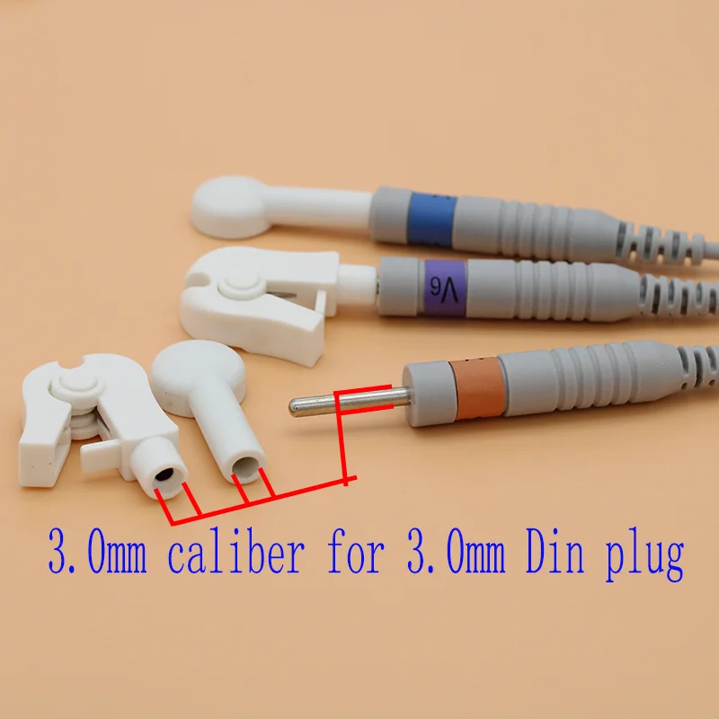 3.0 din or 4.0 banana plug turn to snap or clip Electrode adapter ECG/EKG /Holter cable to electrode pad connector accessories