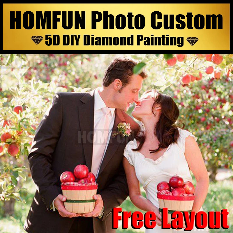 HOMFUN Photos Custom! 5D DIY Diamond Painting 100% Full Drill Cross Stitch Embroidery Rhinestones Personal Picture Photos Custom