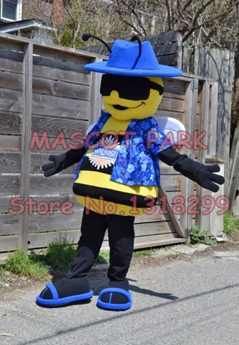 mascot buzz the bee mascot costume with big sunglasses adult size cool style insects theme anime costumes carnival fancy dress