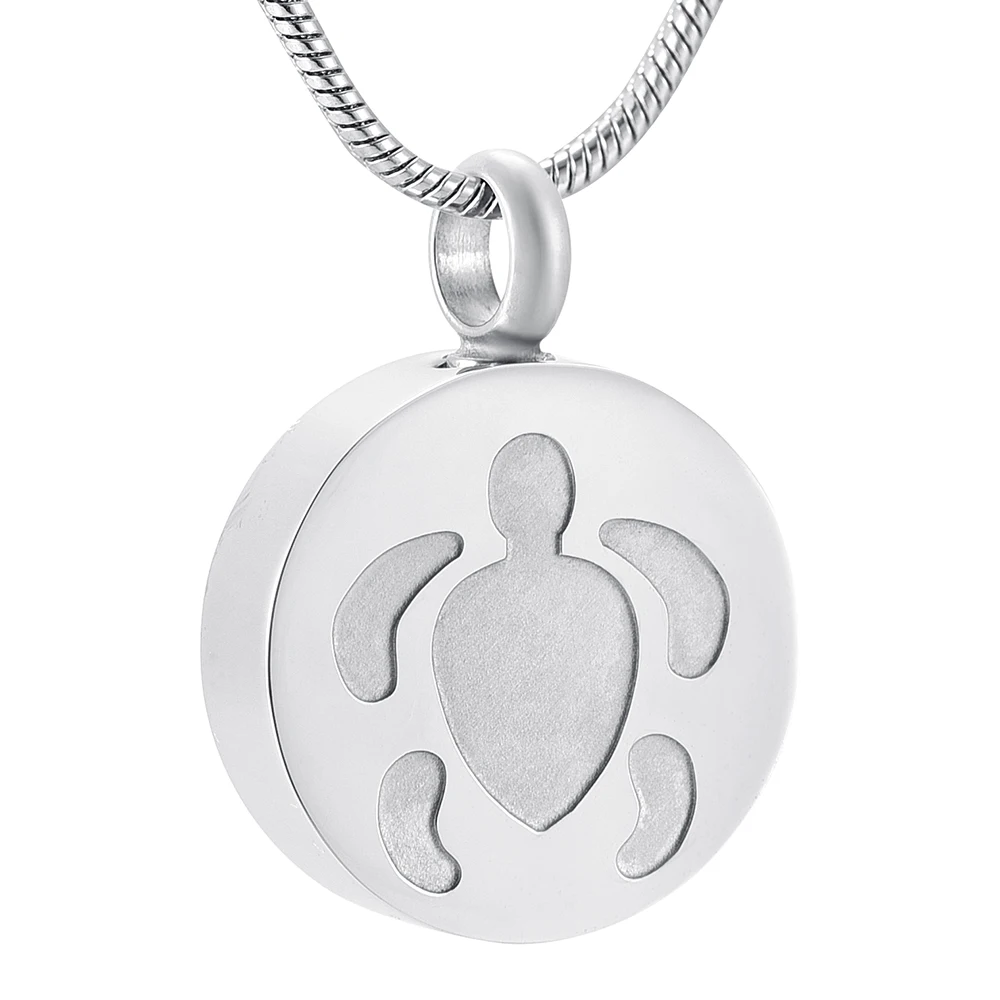 

IJD9928 SEA TURTLE Stainless Steel Round Cremation Necklace Hold Pet/Animal Ashes Keepsake Memorial Urn Jewelry for Women or Men