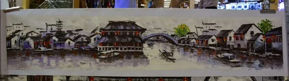 

HandPainted Abstract Oil Painting on Canvas China Suzhou Water Village Canvas Painting Wall art Picture Painting for Living Room