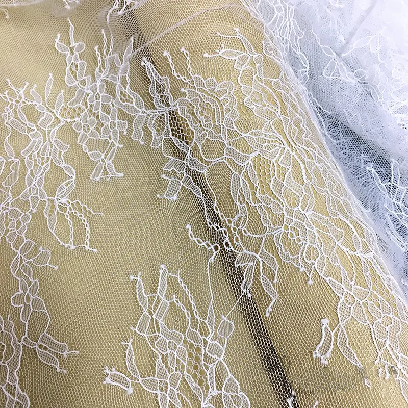 GLace 3M/Lot  Exquisite French Eyelash Lace Fabric Lace Embroidery Clothes DIY Wedding  Dress Accessories TX1022