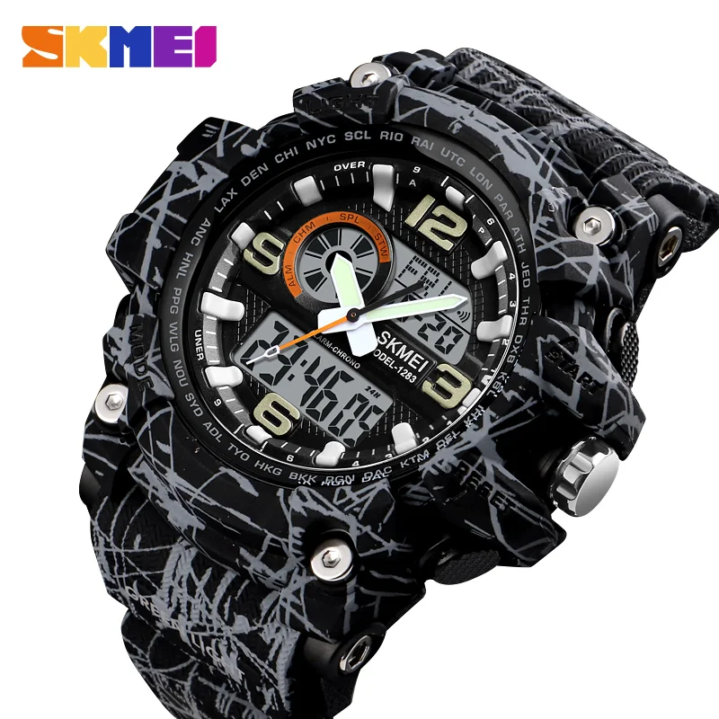 SKMEI New S Shock Men Sports Watches Big Dial Quartz Digital Watch For Men Luxury Brand LED Military Waterproof Men Wristwatches