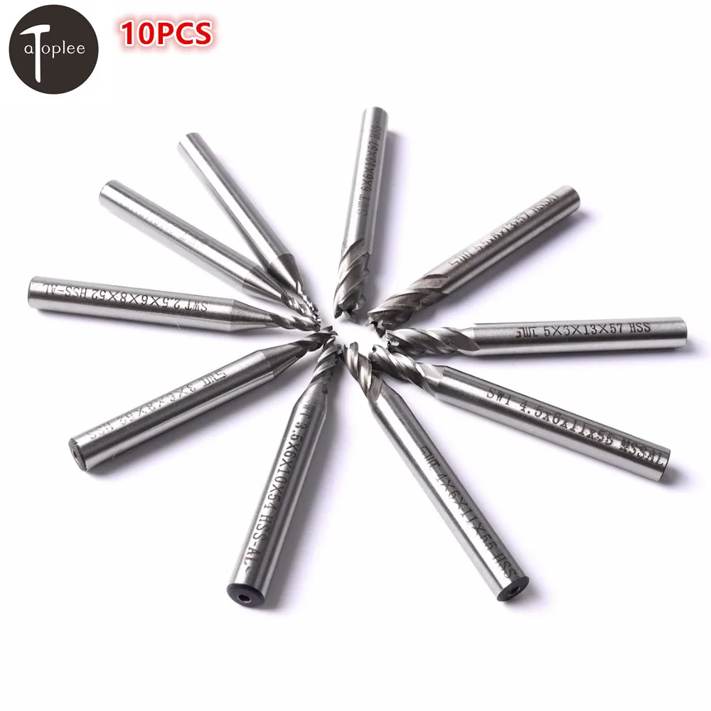 

10 шт., Концевая Фреза HSS 1,5-6 мм с ЧПУ, 4 флейты, 6 мм, хвостовик, Концевая фреза, металлорежущая гравировальная фрезерная машина, сверло, инструмент