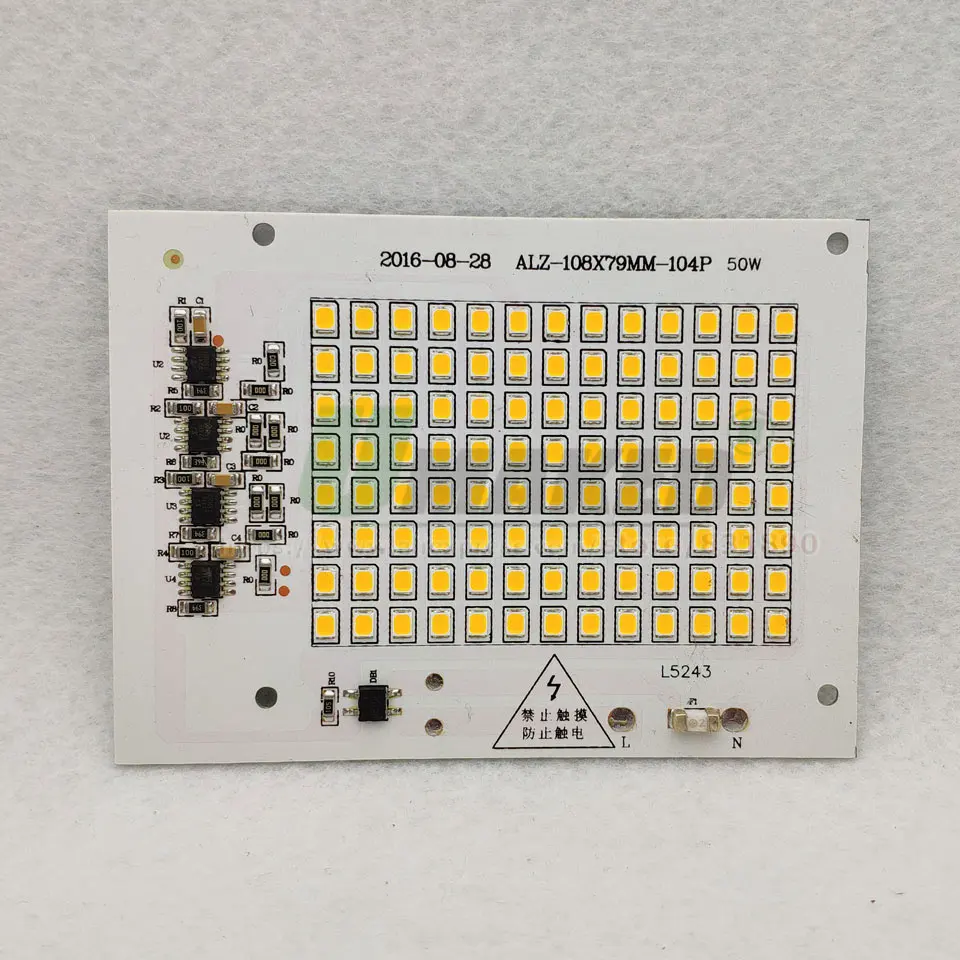 AC220V LED PCB 50W 108x78mm 4500lm LED Floodlight Module Aluminum plate White/Warm SMD2835 Smart IC Driver For Spotlight Lamps