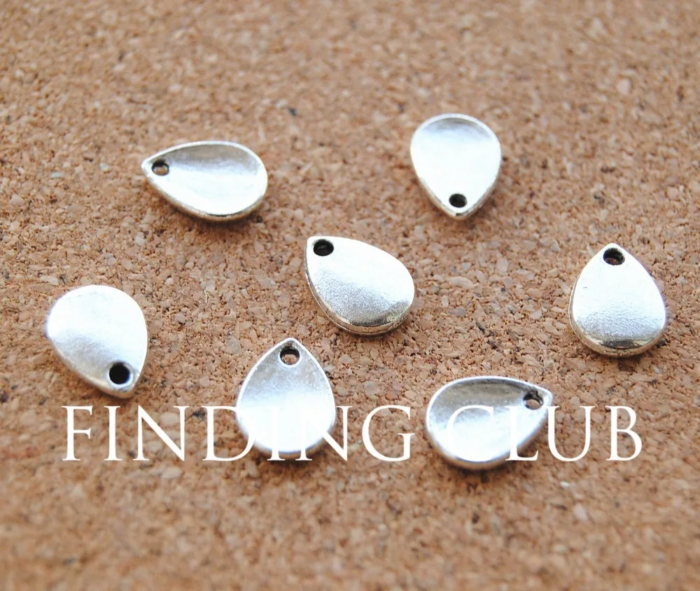 50 pcs DIY Jewelry Accessories  Silver Color Teardrop Charms For Jewelry Making 11x8mm A936