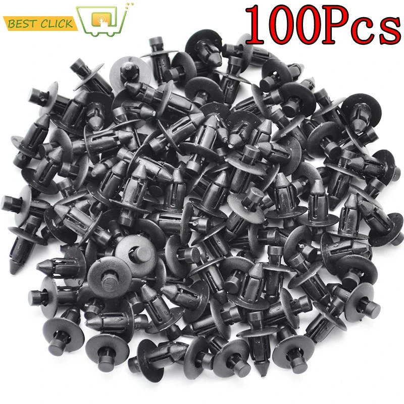 100 Pcs Car Fastener fit 7mm Dia Hole Black Push Retainer Rivets Clips for Toyota Automobile Door Bumper Fender Cover Trim Clip