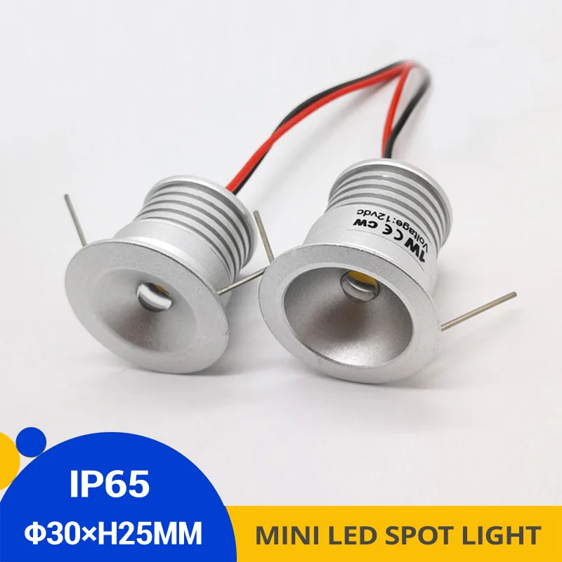 9pcs/lot IP65 1W LED Spot Mini Lamps DC12V Bathroom Showroom Recessed Ceiling Downlighters Hole-cut D25mm