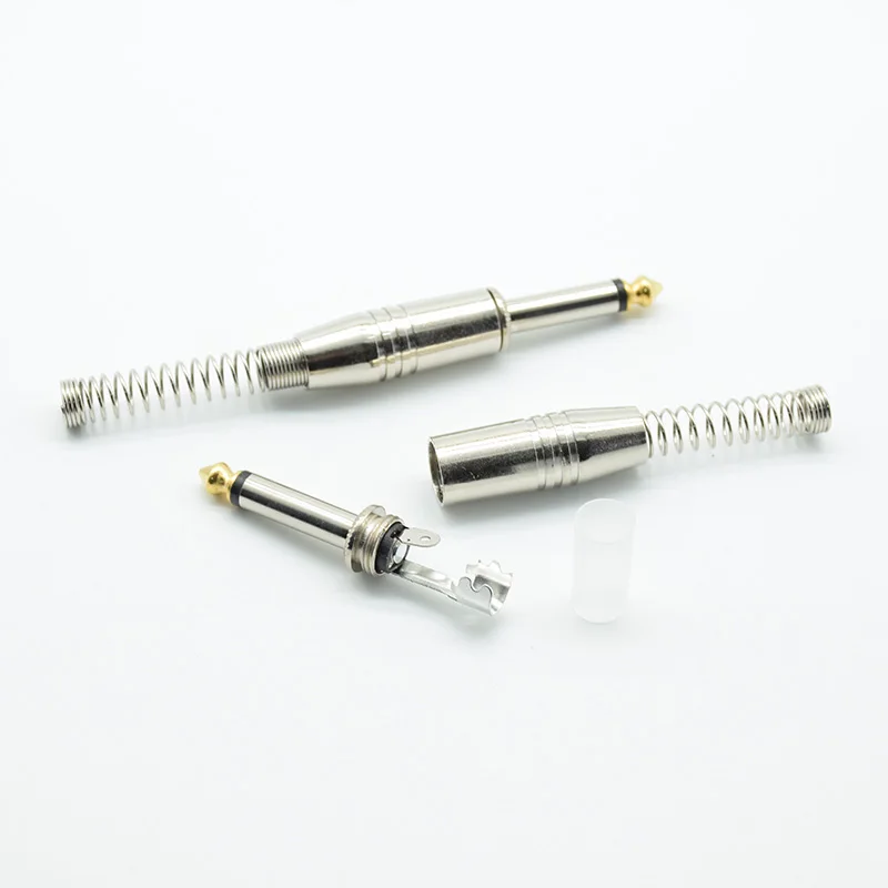 1pc Nickle Plated Alloy 6.35mm 6.5mm Jack Male Mono Audio Connector Adapter For Amplifier Microphone Converter Plug