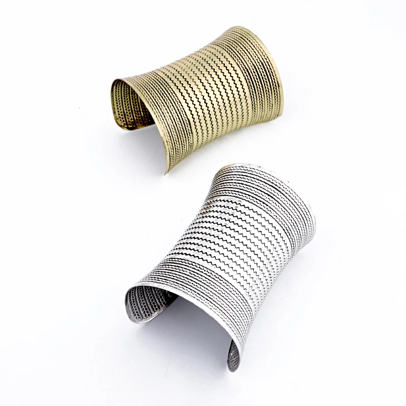 Dayoff Bohemia Ethnic Vintage Wide Open Cuff Hand Bracelet Bangles For Womens Jewelry Carved Wave Huge Bracelets B193