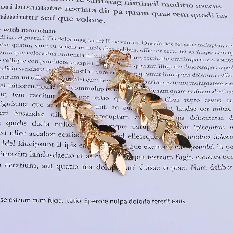 Bohemia Ethnic Vintage Copper Leaves Sequins Tassel Long Clip Earrings Without Piercing For Women Luxury Wedding Dangle Ear Clip
