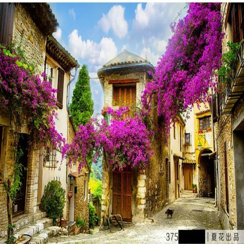 

beibehang Custom large fresco architectural courtyard pastoral landscape backdrop nonwovens environmental wallpaper