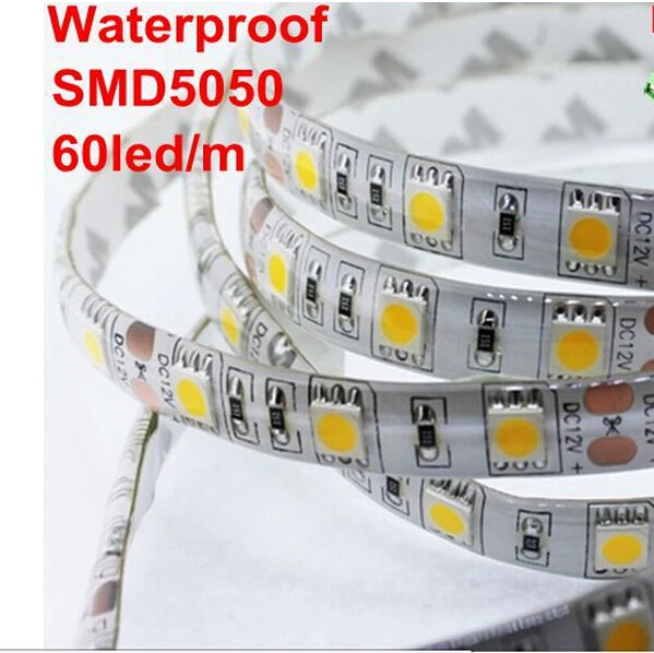 Good quality Led Strip 5050 Waterproof IP65 60led/m 5M 300 LEDs 12V fita Led Strip Light RGB,White,Red,Green,Blue,Yellow colors