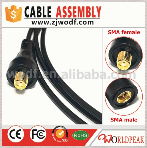 Free shipping 2 piece High quality waterproof SMA male to SMA female with RG174 cable assembly 1.5M