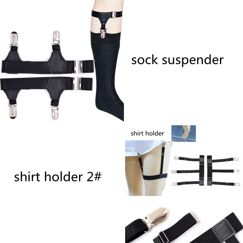 Yienws Mens Sock Suspenders Double Clip Suspensorio Camisa Shirt Garters Nylon Shirts Holder For Men Wholesale YiA010