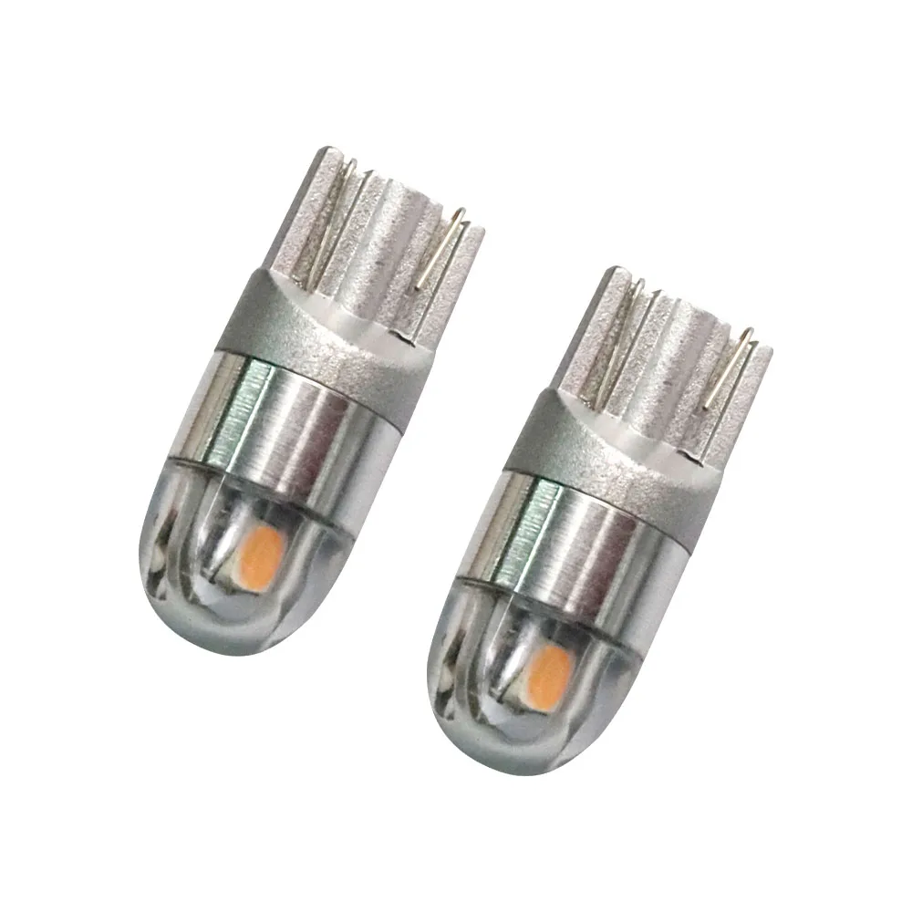 100 pcs W5W T10 2 SMD 3030 Rodada Lente 40MA 2md 168 194 Luzes Interiores LED marcador luz traseira Branco ambar vermelho azul G